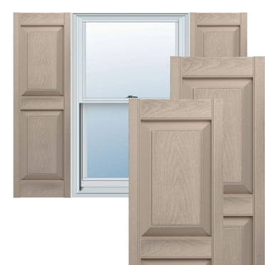 Ekena Millwork 12"W x 32"H Mid-America Vinyl, TailorMade Two Equal Panels, Raised Panel Shutters, w/Installation Shutter-Lok's (Per Pair), 023 - Wicker