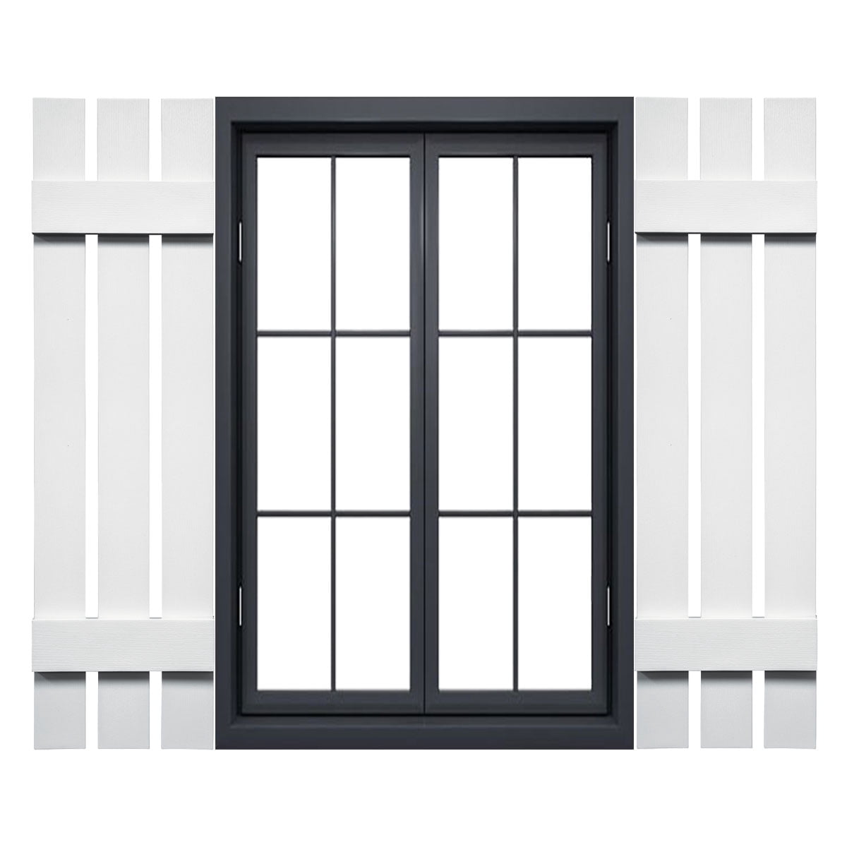 Ekena Millwork 12"W x 35"H Mid-America Vinyl, Standard Size Three Board Spaced Shutters, w/Installation Shutter-Lok's & Matching Screws (Per Pair), 001 - White