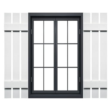 Ekena Millwork 12"W x 35"H Mid-America Vinyl, Standard Size Three Board Spaced Shutters, w/Installation Shutter-Lok's & Matching Screws (Per Pair), 001 - White