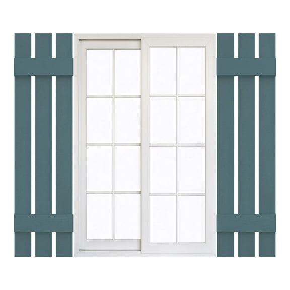 Ekena Millwork 12"W x 35"H Mid-America Vinyl, Standard Size Three Board Spaced Shutters, w/Installation Shutter-Lok's & Matching Screws (Per Pair), 004 - Wedgewood Blue