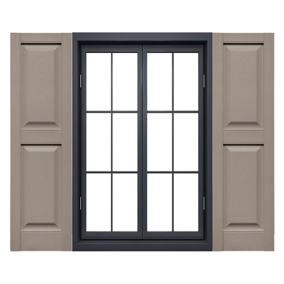 Ekena Millwork 12"W x 35"H Mid-America Vinyl, Standard Size Williamsburg Double Panel Shutters, w/Installation Shutter-Lok's & Matching Screws (Per Pair), 008 - Clay