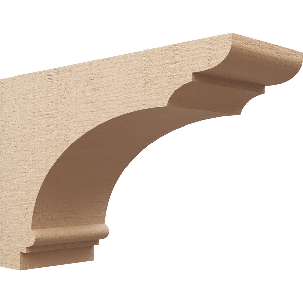 12"W x 36"D x 24"H Classic Hughes Rough Cedar Woodgrain TimberThane Corbel, Primed Tan