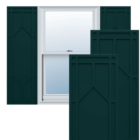 Ekena Millwork 12"W x 36"H True Fit PVC Shaker Fixed Mount Shutters, Thermal Green (Per Pair - Hardware Not Included)