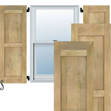 Ekena Millwork 12"W x 38"H Americraft Two Equal Flat Panel Exterior Real Wood Shutters (Per Pair), Unfinished