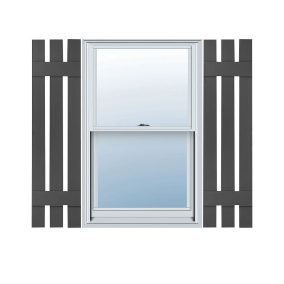 Ekena Millwork 12"W x 39"H Lifetime Vinyl, Standard Three Board Spaced, Board-n-Batten Shutters, w/Installation Shutter-Lok's & Matching Screws (Per Pair), Tuxedo Grey