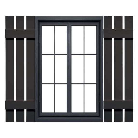 Ekena Millwork 12"W x 39"H Mid-America Vinyl, Standard Size Three Board Spaced Shutters, w/Installation Shutter-Lok's & Matching Screws (Per Pair), 010 - Musket Brown