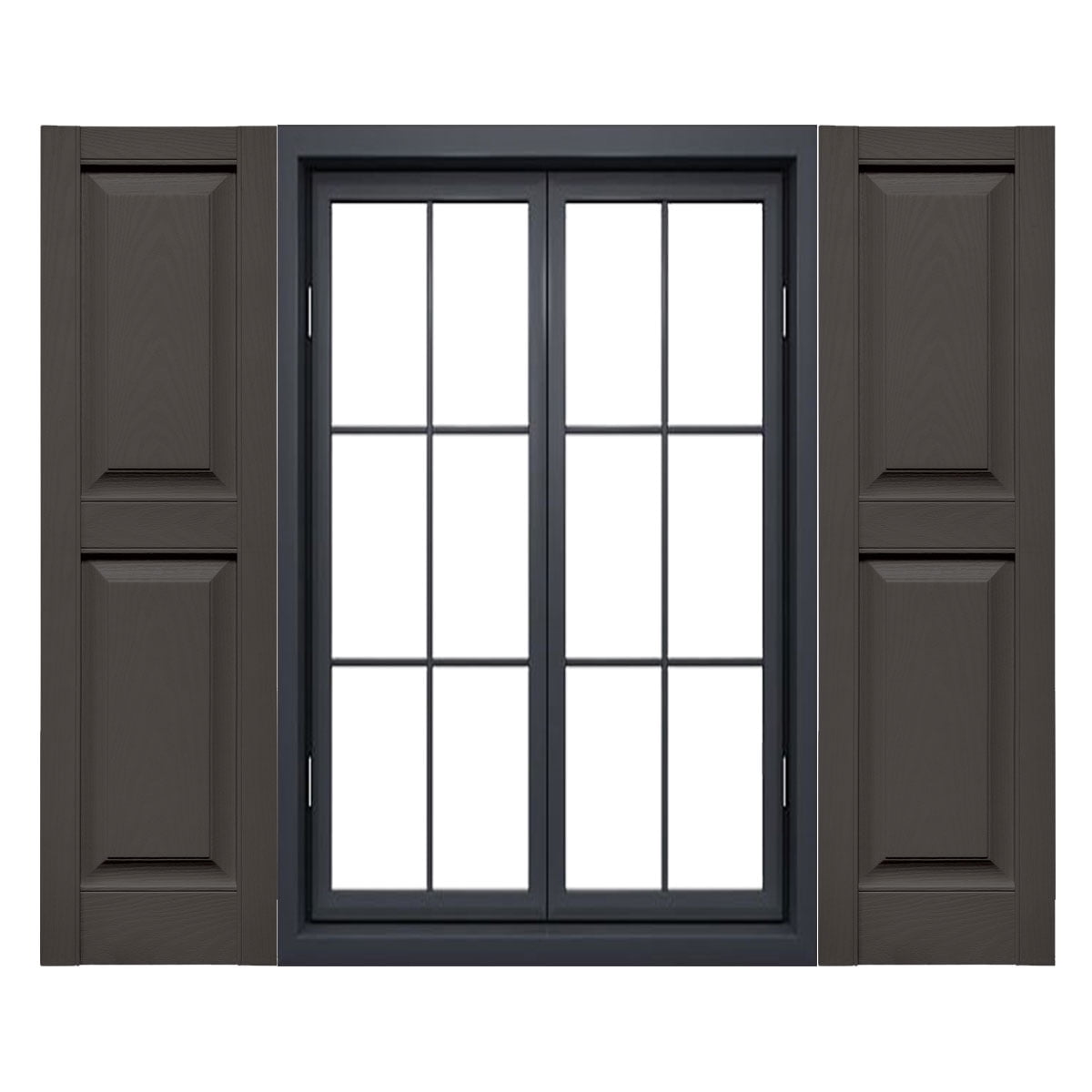 Ekena Millwork 12"W x 39"H Mid-America Vinyl, Standard Size Williamsburg Double Panel Shutters, w/Installation Shutter-Lok's & Matching Screws (Per Pair), 018 - Tuxedo Grey