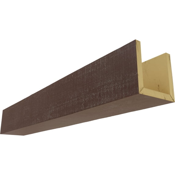 Ekena Millwork 12"W x 4"H x 24'L 3-Sided (U-beam) Rough Cedar Endurathane Faux Wood Ceiling Beam, Aged Pecan
