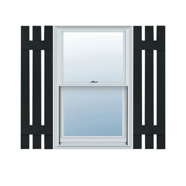 Ekena Millwork 12"W x 40"H Lifetime Vinyl, TailorMade Three Board Spaced (2 Batten), Board-n-Batten Shutters, w/Shutter-Loks (Per Pair), Black