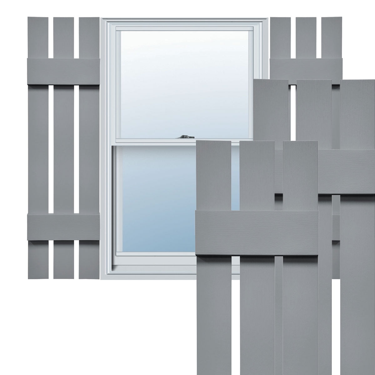 Ekena Millwork Vinyl Board & Batten Shutters - 12"W X 44"H, Classic Blue, Lifetime Vinyl, Includes Hardware