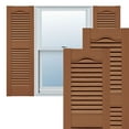 thumbnail image 1 of Ekena Millwork 12"W x 44"H Lifetime Vinyl, TailorMade Cathedral Top Center Mullion, Open Louver Shutters, w/Shutter-Loks (Per Pair), 471 - Treated Cedar, 1 of 13