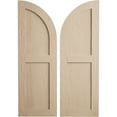 thumbnail image 1 of Ekena Millwork 12"W x 46"H (34" Low Side) Timberthane Sandblasted Two Equal Flat Panel w/Quarter Round Arch Top Faux Wood Shutters (Per Pair), Primed Tan, 1 of 6