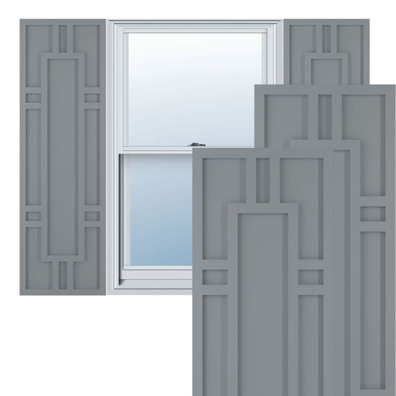 Ekena Millwork 12"W x 46"H True Fit PVC Hastings Fixed Mount Shutters, Ocean Swell (Per Pair - Hardware Not Included)