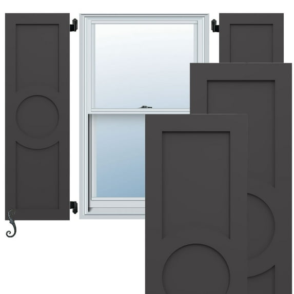 Ekena Millwork 12"W x 47"H EnduraCore Center Circle Arts & Crafts Shutters, Shadow Mountain