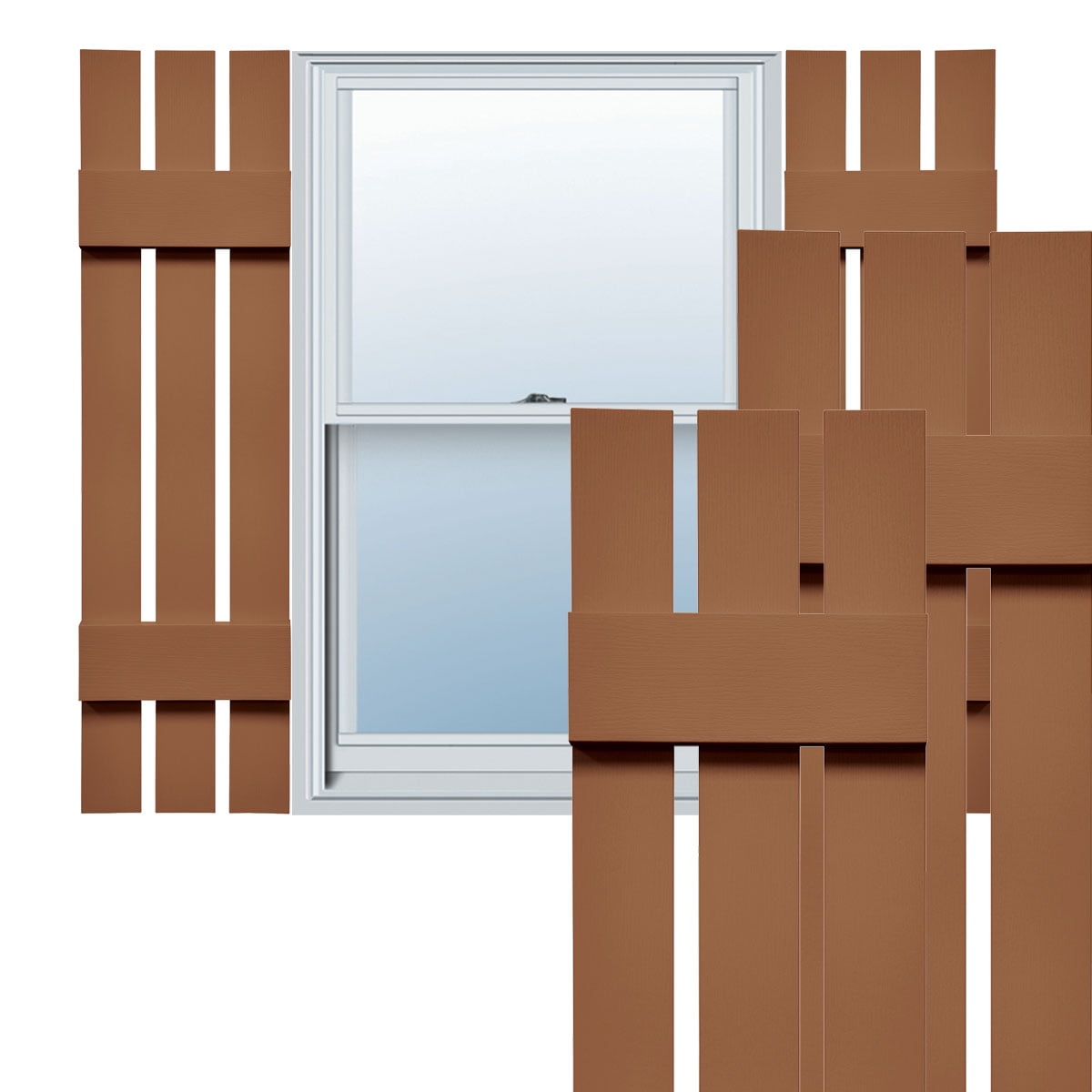 Treated Cedar Vinyl Board and Batten Decorative Shutters