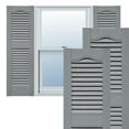 thumbnail image 1 of Ekena Millwork 12"W x 48"H Lifetime Vinyl, Standard Cathedral Top Center Mullion, Open Louver Shutters, w/Installation Shutter-Lok's & Matching Screws (Per Pair), Platinum, 1 of 13