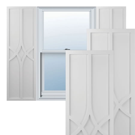 Ekena Millwork 12"W x 48"H True Fit PVC Cedar Park Fixed Mount Shutters, Primed (Per Pair - Hardware Not Included)