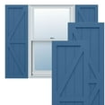 thumbnail image 1 of Ekena Millwork 12"W x 50"H True Fit PVC Two Equal Panel Farmhouse Fixed Mount Shutters w/ Z-Bar, Sojourn Blue (Per Pair - Hardware Not Included), 1 of 9