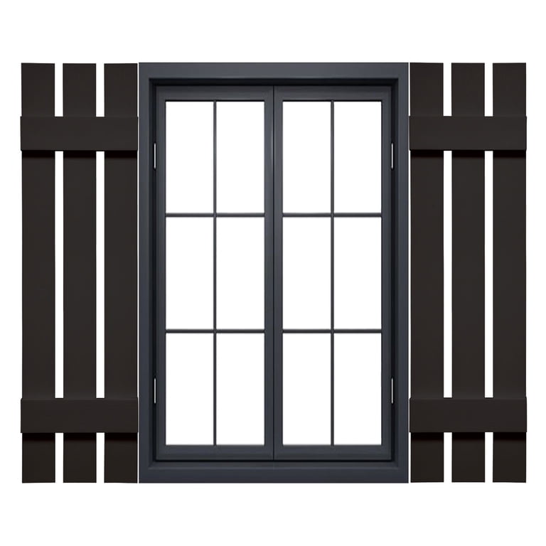 Mid America Raised Panel Vinyl Shutters - 12" Wide X 31" Tall, Black, 1 Pair For Outdoor Use