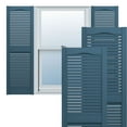 thumbnail image 1 of Ekena Millwork 12"W x 52"H Lifetime Vinyl, Standard Cathedral Top Center Mullion, Open Louver Shutters, w/Installation Shutter-Lok's & Matching Screws (Per Pair), Classic Blue, 1 of 6