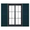 thumbnail image 1 of Ekena Millwork 12"W x 52"H Mid-America Vinyl, Standard Size Cathedral Top Center Mullion, Open Louver Shutter, w/Installation Shutter-Lok's & Matching Screws (Per Pair), 166 - Midnight Blue, 1 of 14