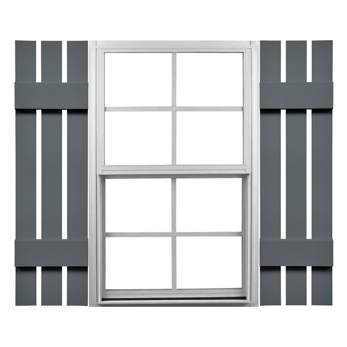 14"W X 55"H Lifetime Vinyl, Standard Four Board Joined, Board-n-Batten Shutters, W/Installation Shutter-Lok's & Matching Screws (Per Pair), Midnight