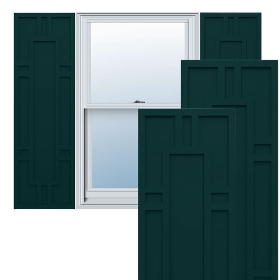 Ekena Millwork 12"W x 55"H True Fit PVC Hastings Fixed Mount Shutters, Thermal Green (Per Pair - Hardware Not Included)