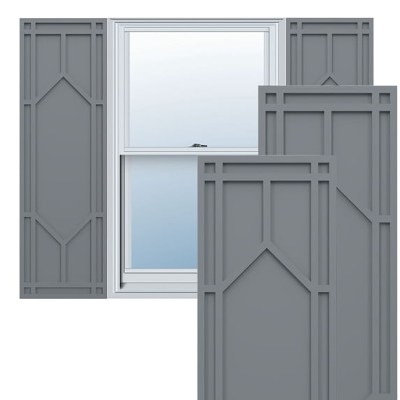 Ekena Millwork 12"W x 58"H True Fit PVC Shaker Fixed Mount Shutters, Ocean Swell (Per Pair - Hardware Not Included)