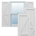 thumbnail image 1 of Ekena Millwork 12"W x 58"H True Fit PVC Two Equal Panel Farmhouse Fixed Mount Shutters w/ Z-Bar, White (Per Pair - Hardware Not Included), 1 of 9