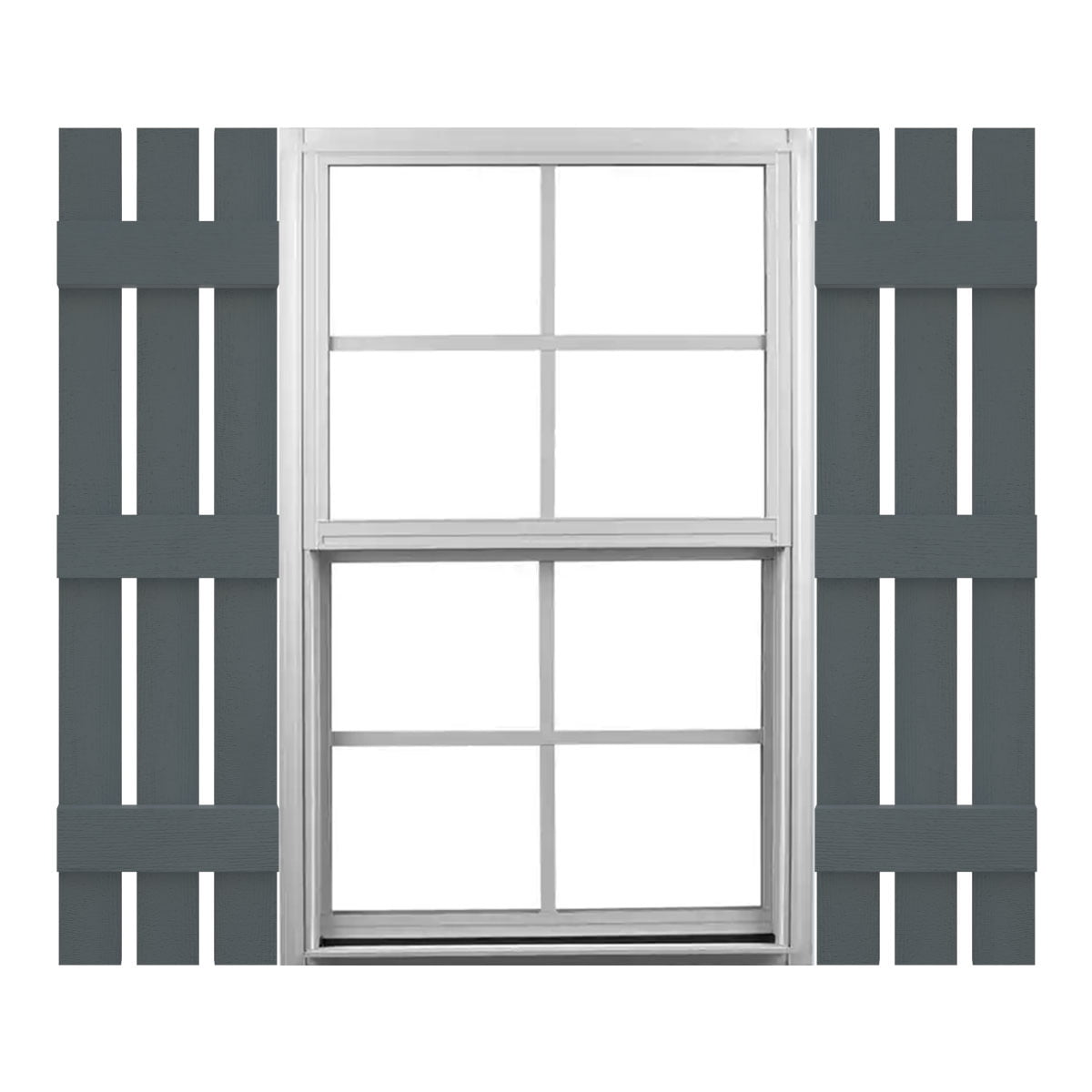 Storm Cloud Gray Vinyl Board and Batten Shutters, 12" x 59"