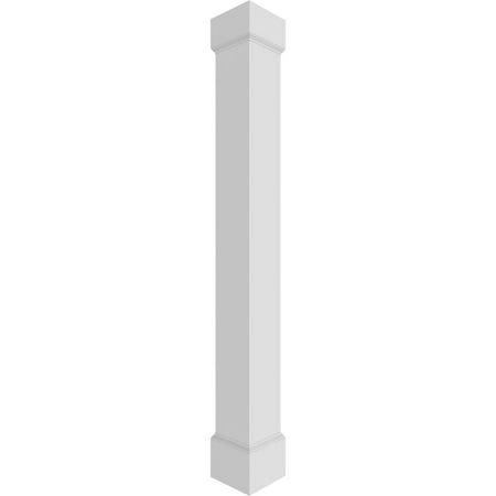 Ekena Millwork 12"W x 6'H Premium Square Non-Tapered Smooth PVC Endura-Craft Column Wrap Kit, Mission Capital & Base