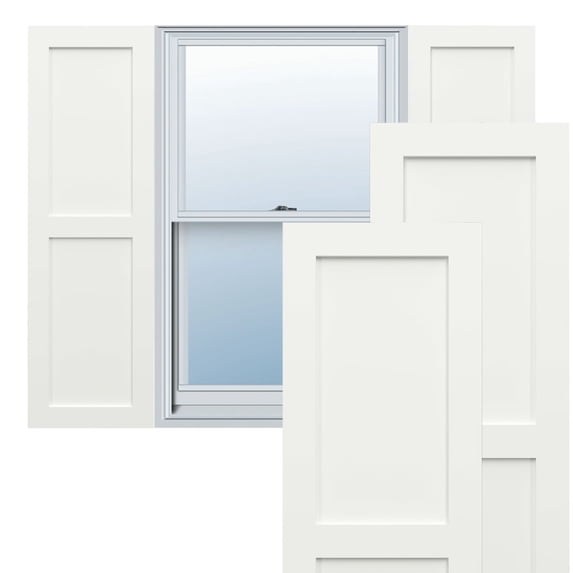 Ekena Millwork 12"W x 64"H True Fit PVC Two Equal Flat Panel Shutters, Unfinished (Per Pair - Hardware Not Included)
