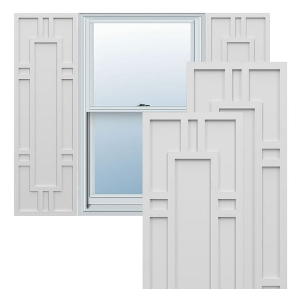 Ekena Millwork 12"W x 66"H True Fit PVC Hastings Fixed Mount Shutters, White (Per Pair - Hardware Not Included)