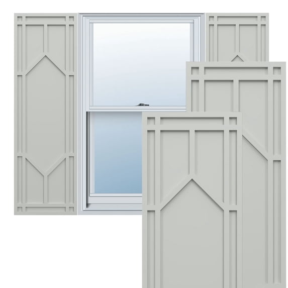 Ekena Millwork 12"W x 67"H True Fit PVC Shaker Fixed Mount Shutters, Hailstorm Gray (Per Pair - Hardware Not Included)