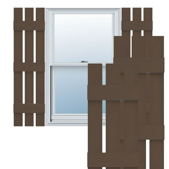 Ekena Millwork 12"W x 71"H Lifetime Vinyl, Standard Three Board Spaced, Board-n-Batten Shutters, w/Installation Shutter-Lok's & Matching Screws (Per Pair), French Roast