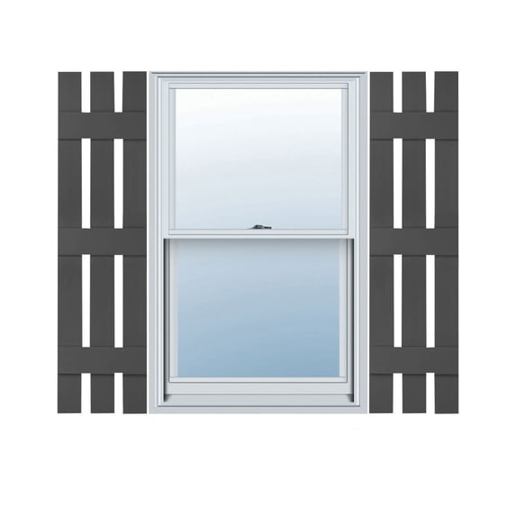 Ekena Millwork 12"W x 71"H Lifetime Vinyl, Standard Three Board Spaced, Board-n-Batten Shutters, w/Installation Shutter-Lok's & Matching Screws (Per Pair), Tuxedo Grey