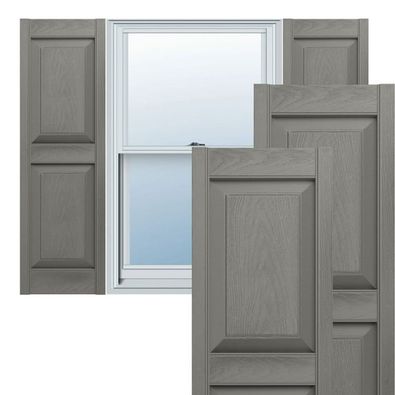 Ekena Millwork 12"W x 71"H Lifetime Vinyl, Standard Two Equal Panels, Raised Panel Shutters, w/Installation Shutter-Lok's & Matching Screws (Per Pair), Clay