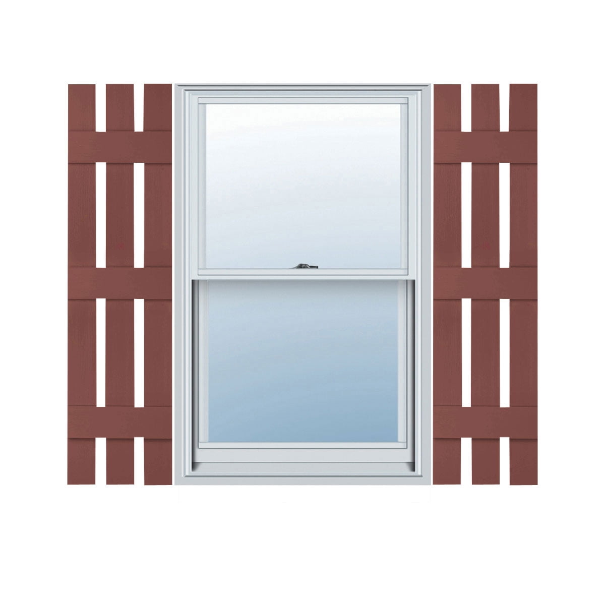 Ekena Millwork 12"W x 72"H Mid-America Vinyl, TailorMade Three Board Spaced (3 Batten), Board-n-Batten Shutters, w/Installation Shutter-Lok's (Per Pair), 027 - Burgundy Red