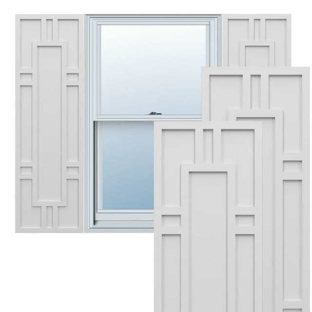 Ekena Millwork 12"W x 74"H True Fit PVC Hastings Fixed Mount Shutters, White (Per Pair - Hardware Not Included)