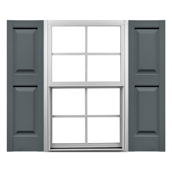 Ekena Millwork 12"W x 76"H Mid-America Vinyl, TailorMade Two Equal Panels, Raised Panel Shutters, w/Installation Shutter-Lok's (Per Pair), 419 - Storm Cloud