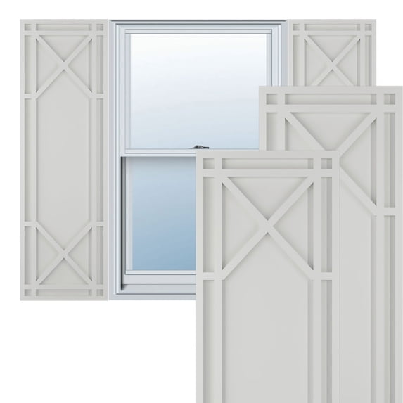 Ekena Millwork 12"W x 76"H True Fit PVC Bungalow Fixed Mount Shutters, Hailstorm Gray (Per Pair - Hardware Not Included)