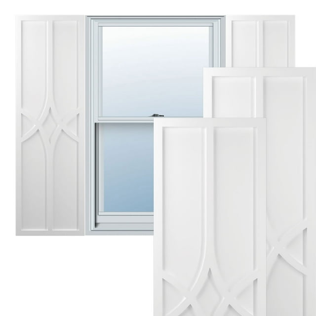 Ekena Millwork 12"W x 78"H True Fit PVC Cedar Park Fixed Mount Shutters, Unfinished (Per Pair - Hardware Not Included)