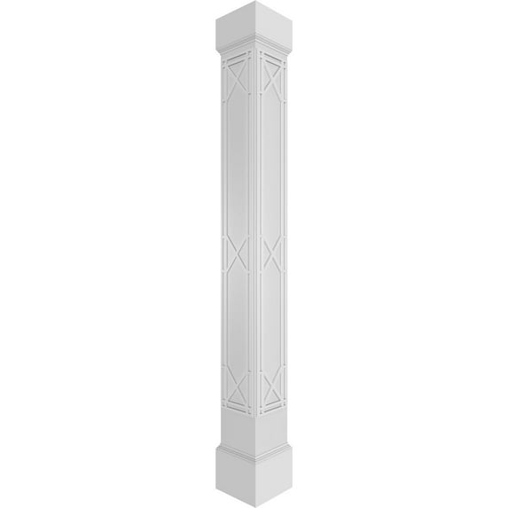 Ekena Millwork 12"W x 8'H Craftsman Classic Square Non-Tapered Bungalow Fretwork Column w/ Mission Capital & Mission Base