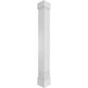 Ekena Millwork 12"W x 8'H Craftsman Classic Square Non-Tapered Herringbone Modern Fretwork Column w/ Mission Capital & Mission Base
