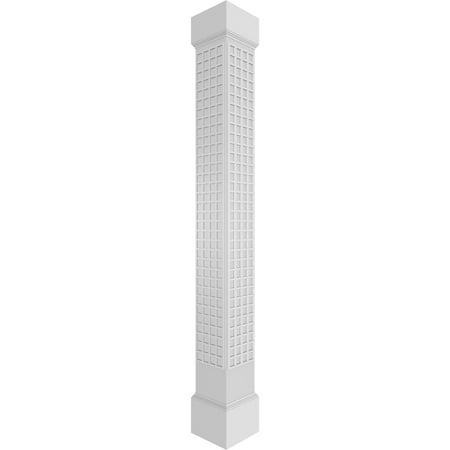 Ekena Millwork 12"W x 8'H Craftsman Classic Square Non-Tapered Manchester Fretwork Column w/ Mission Capital & Mission Base