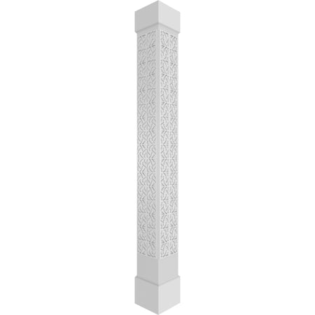 Ekena Millwork 12"W x 8'H Craftsman Classic Square Non-Tapered Paisley Fretwork Column w/ Standard Capital & Standard Base