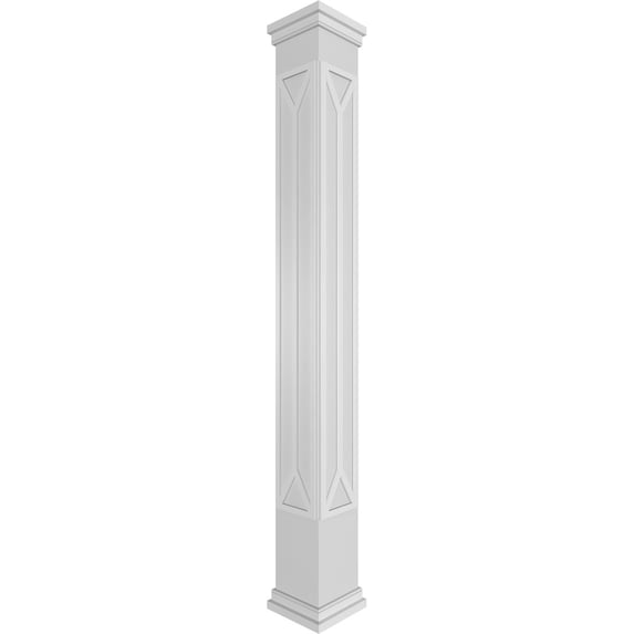 Ekena Millwork 12"W x 8'H Craftsman Classic Square Non-Tapered San Carlos Mission Style Fretwork Column w/ Prairie Capital & Prairie Base