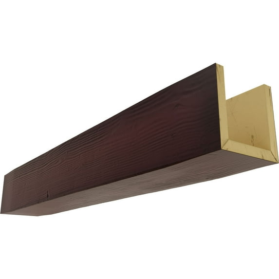 Ekena Millwork 12"W x 8"H x 18'L 3-Sided (U-beam) Sandblasted Endurathane Faux Wood Ceiling Beam, Premium Cherry