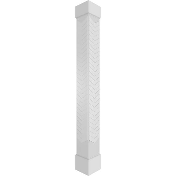 Ekena Millwork 12"W x 9'H Craftsman Classic Square Non-Tapered Chevron Modern Fretwork Column w/ Standard Capital & Standard Base