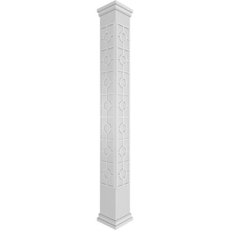Ekena Millwork 12"W x 9'H Craftsman Classic Square Non-Tapered Koroluck Fretwork Column w/ Prairie Capital & Prairie Base